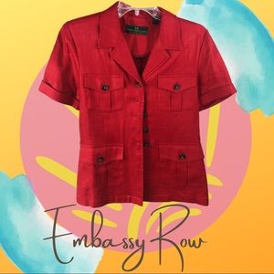Embassy Row Petities | Red short sleeve button up